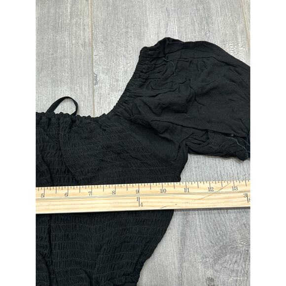 NWT Rachel Parcell Womens Black Wash Crepe Open Back Smocked Mini Dress Size XS - Picture 10 of 11